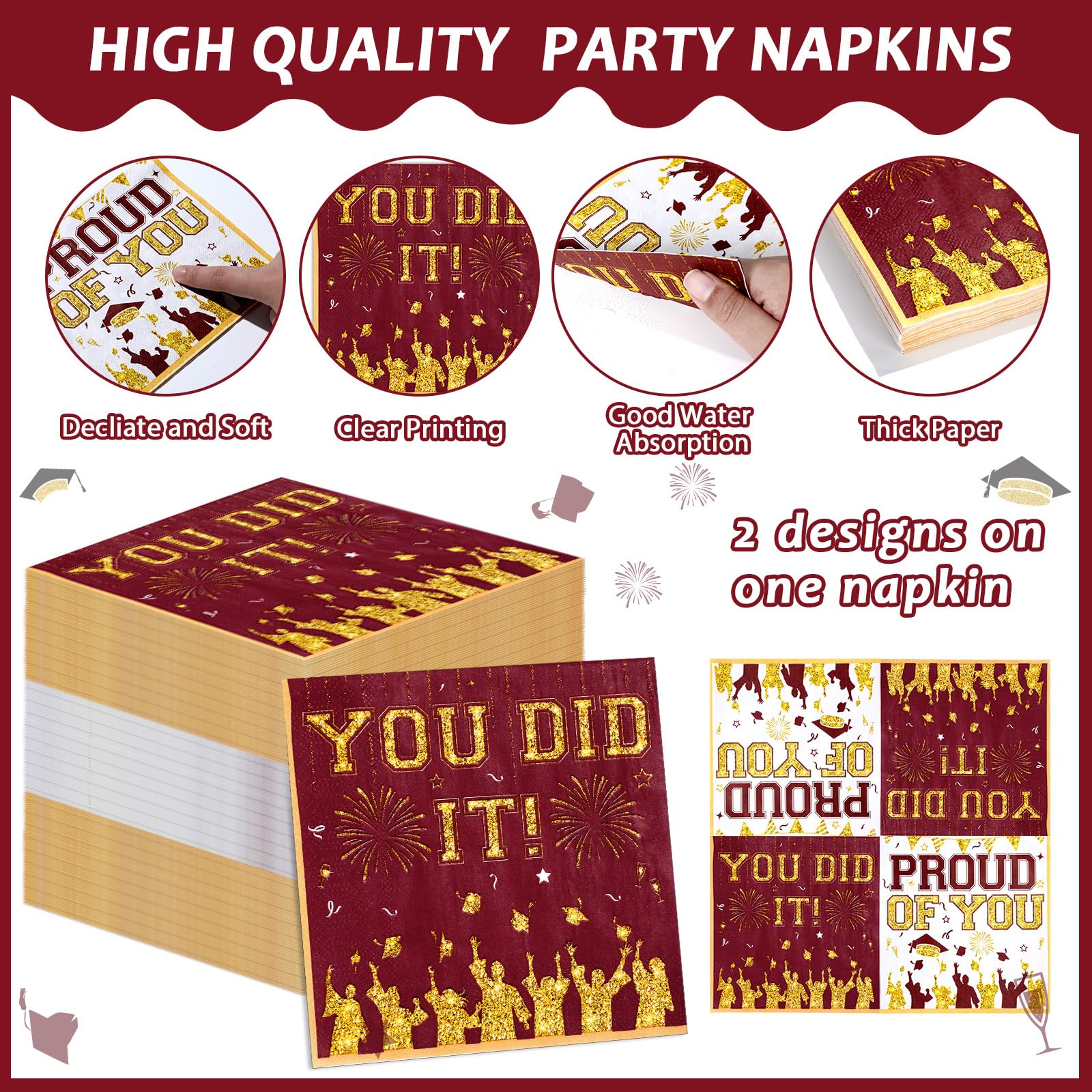 96Pcs Graduation Plates and Napkins 2026 Congrats Grad Party Decorations Grad Party Tableware Supplies Class of 2026 Disposable Dinnerware for Graduate Parties Decor Serve 24, Black and Gold