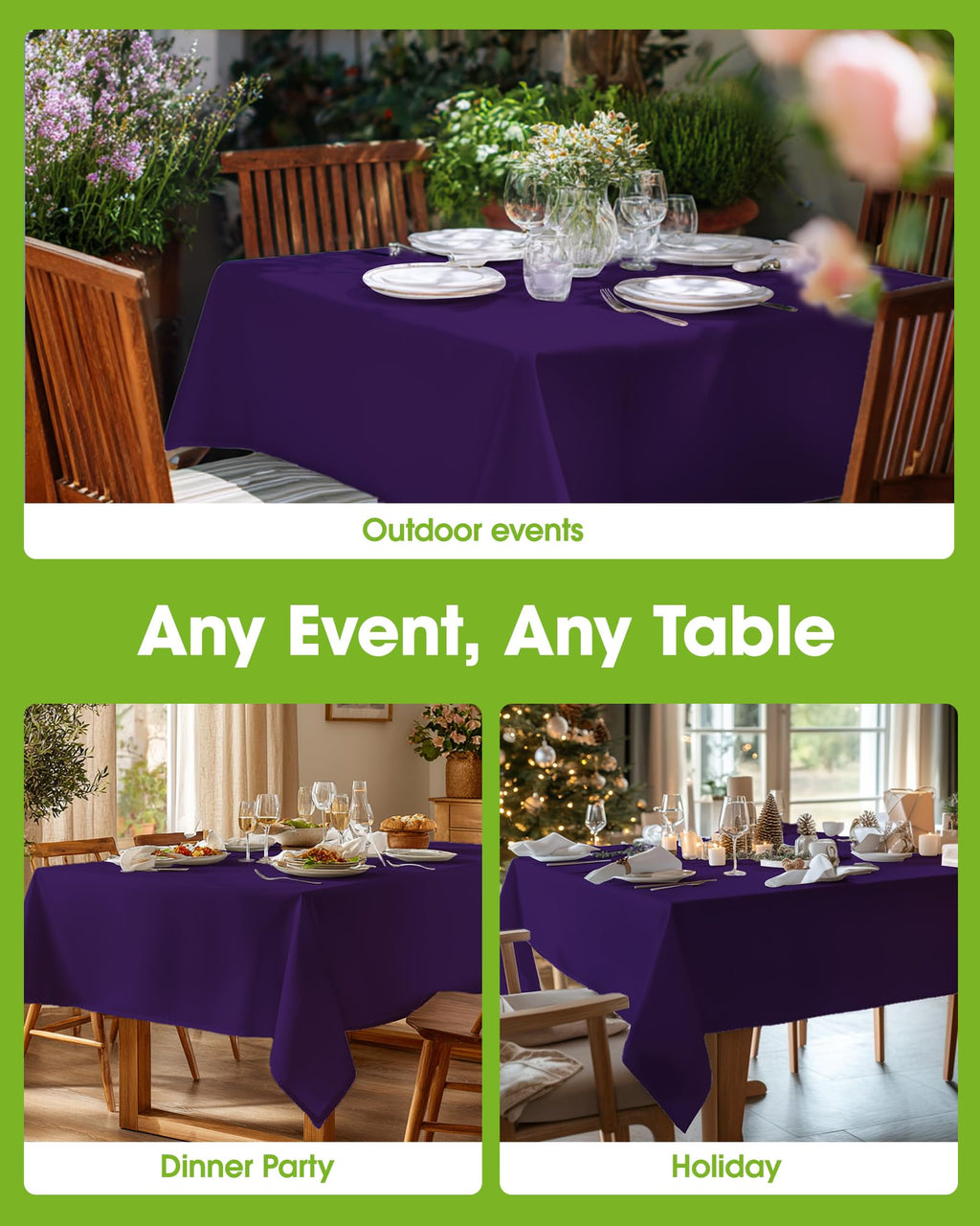 Pureegg Rectangle Table Cloth 60" x 84" – Durable Polyester Tablecloth Offers Reusable & Washable Protection, Ideal for Outdoor Party, Picnic, Wedding, Banquet and Birthday, 1 Pack, Black