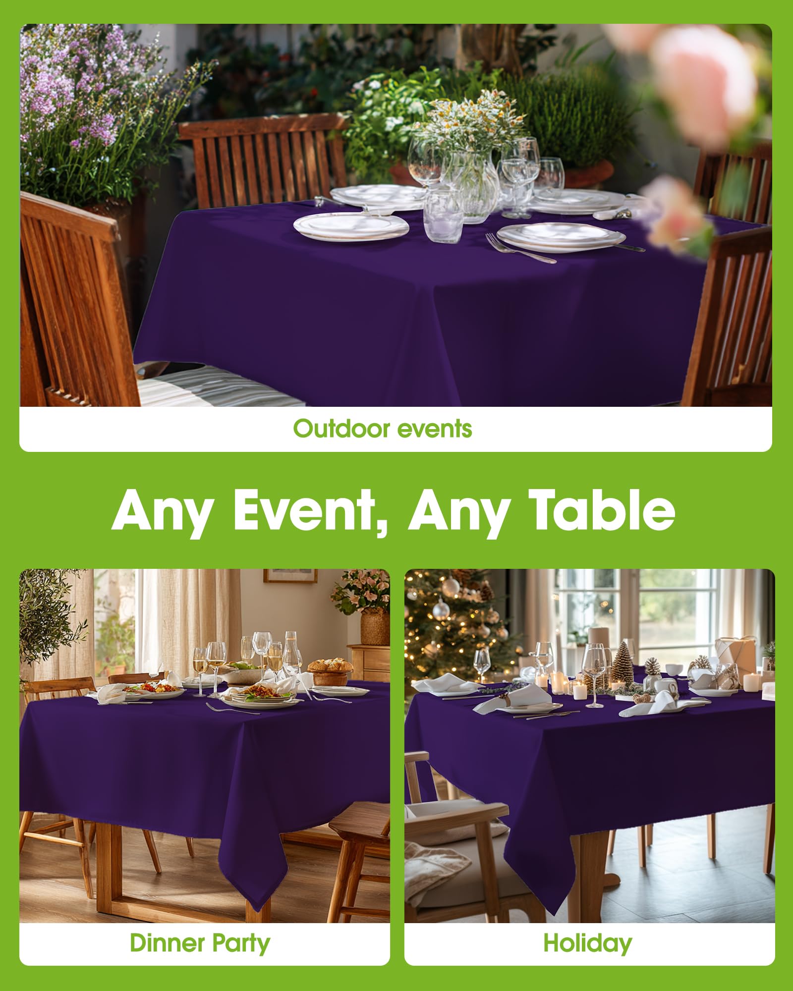 Pureegg Rectangle Table Cloth 60" x 84" – Durable Polyester Tablecloth Offers Reusable & Washable Protection, Ideal for Outdoor Party, Picnic, Wedding, Banquet and Birthday, 1 Pack, Black
