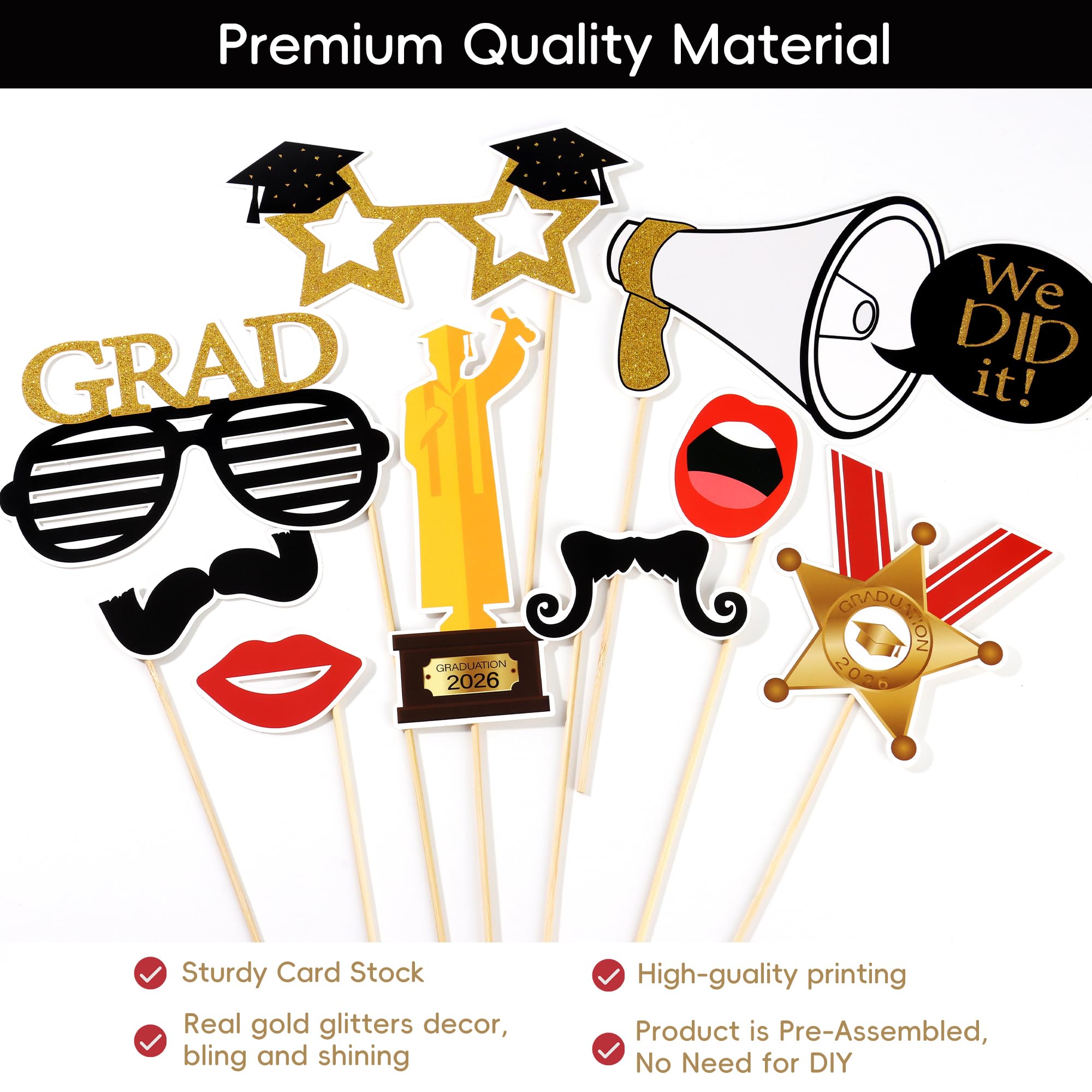 POPGIFTU Class of 2026 Graduation Photo Booth Frame, Inflatable Selfie Frame 31" x 24", Black Gold Congrats Grad Photo Booth Props for Graduation Party Decorations 2026
