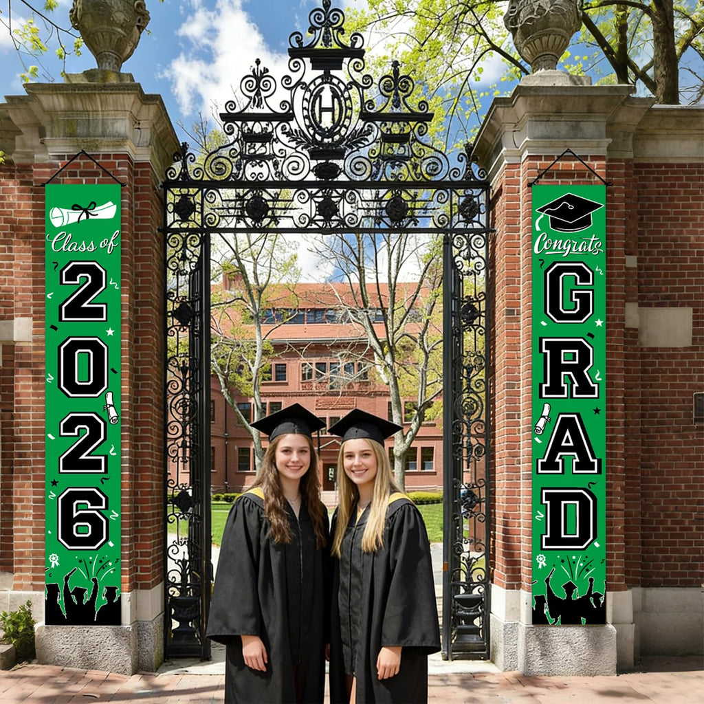 Graduation Decorations 2026 Porch Banner, Black and Gold Graduation Banner Class of 2026, Congrats Grad Decorations for Door and Porch Party Supplies