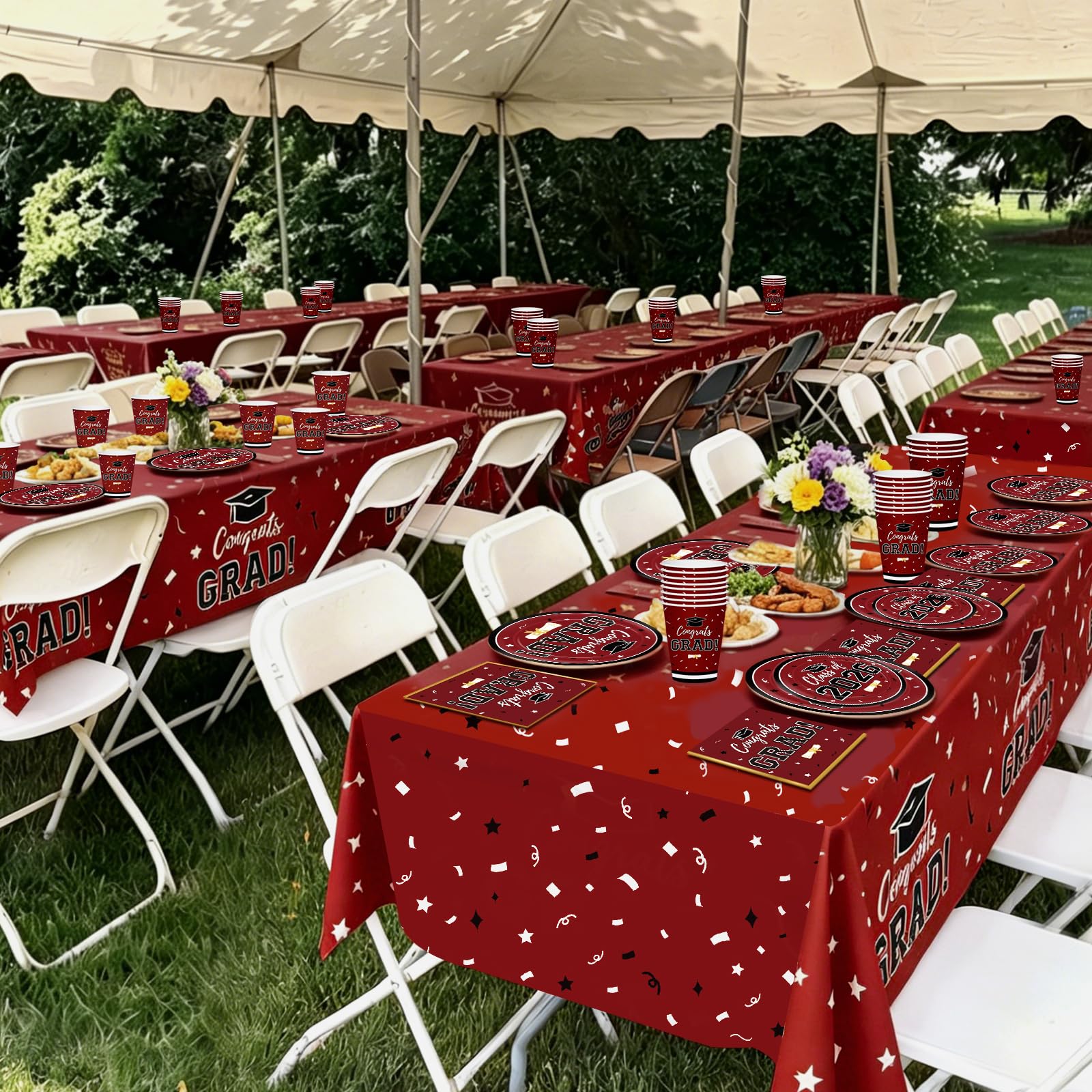 Graduation Decorations 2026 Class of 2026 Congrats Grad Disposable Paper Plates Luncheon Napkins Cocktail Napkins Black Gold Graduation Party Supplies Serve 50