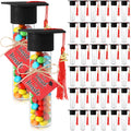 Willinglong 30 Set 2026 Graduation Candy Tubes Jars Set 100 ml Fillable Clear Plastic Gumball Container with Cap with Tassel and Cards for DIY 2026 Graduation Party Favors(Blue)