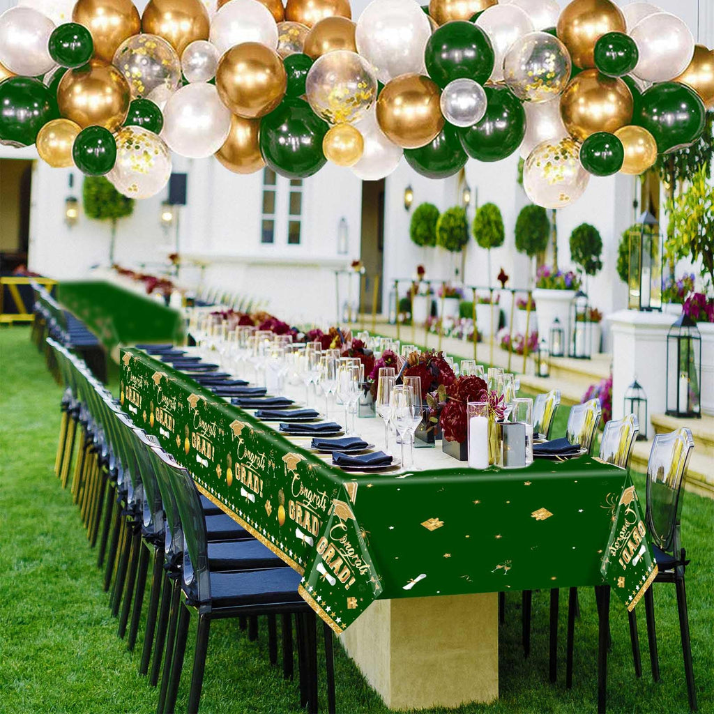 3 Pack Graduation Tablecloth Decorations,54x128inch Black Gold Congrats Grad Disposable Plastic Waterproof Rectangular Table Cloth Cover Decor for Class of 2026 College High School Party Supplies