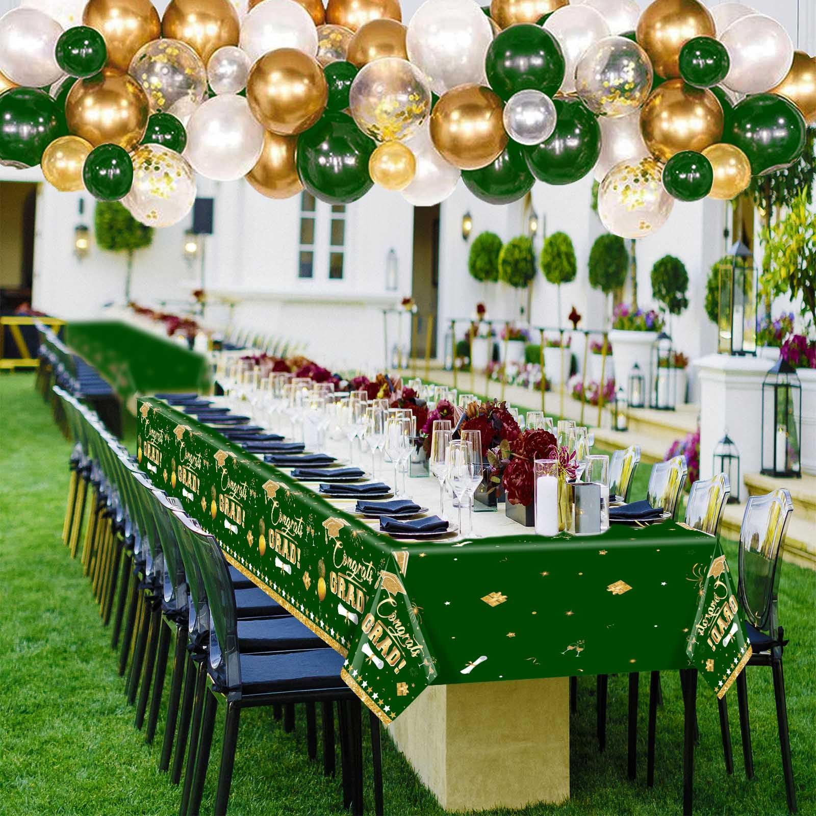 3 Pack Graduation Tablecloth Decorations,54x128inch Black Gold Congrats Grad Disposable Plastic Waterproof Rectangular Table Cloth Cover Decor for Class of 2026 College High School Party Supplies