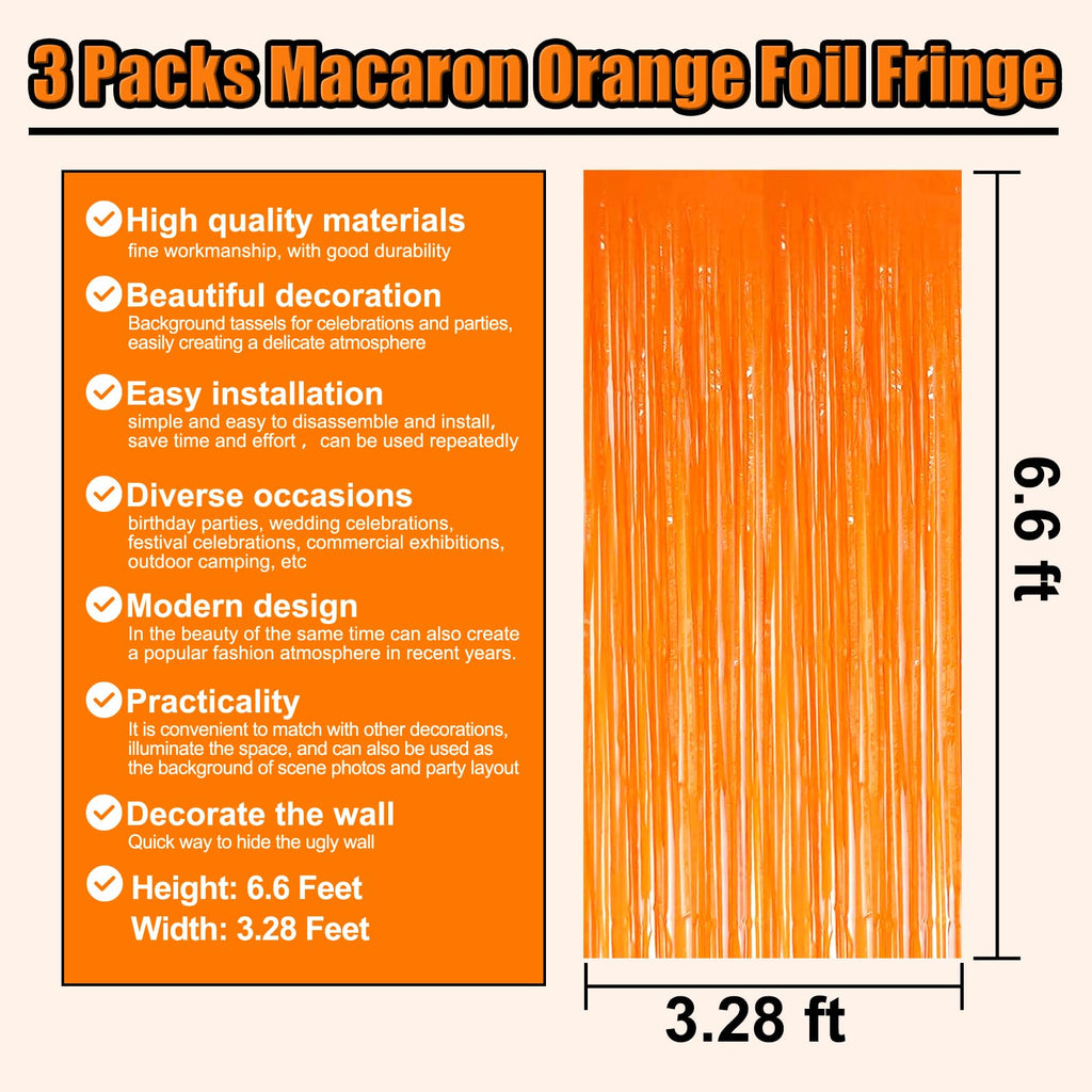 3 Pack Black Gold Silver Foil Fringe Curtain Backdrop, 3.28Ft x6.6Ft Metallic Tinsel Foil Fringe Streamer Curtains for Photo Booth, Halloween, Christmas Day, Wedding, New Year Party Decoration