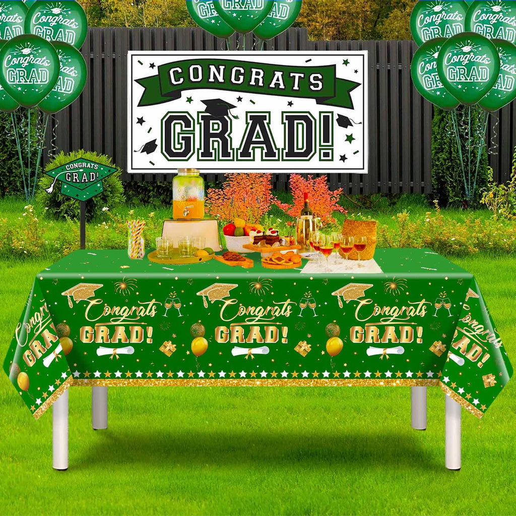3 Pack Graduation Tablecloth Decorations,54x128inch Black Gold Congrats Grad Disposable Plastic Waterproof Rectangular Table Cloth Cover Decor for Class of 2026 College High School Party Supplies