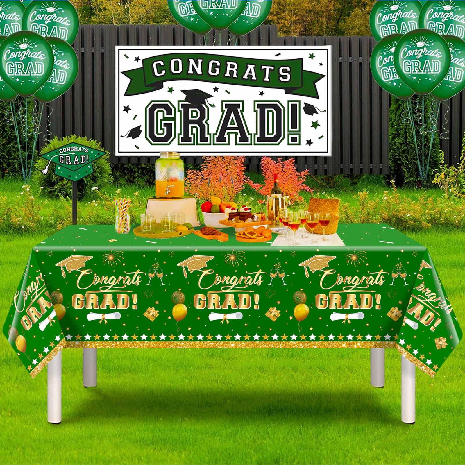 3 Pack Graduation Tablecloth Decorations,54x128inch Black Gold Congrats Grad Disposable Plastic Waterproof Rectangular Table Cloth Cover Decor for Class of 2026 College High School Party Supplies