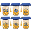 Suclain 6 Set Graduation Table Decorations Glass Mason Money Jars Gifts Class of 2026 Table Centerpieces with Felt Cap Raffia & Sticker for College High School Congrats Grad Parties(Black,Gold Tassel)