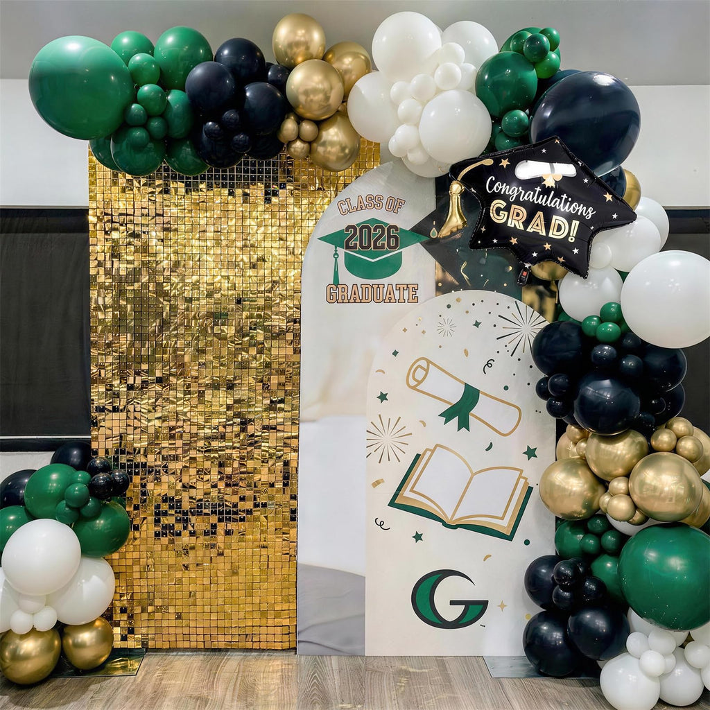 Black and Gold Balloons Graduation Balloon with Grad Foil Balloons Black White Sand Beige Gold Metallic Balloon for Grad Prom High School College Baby Shower Anniversary Birthday Party Decor