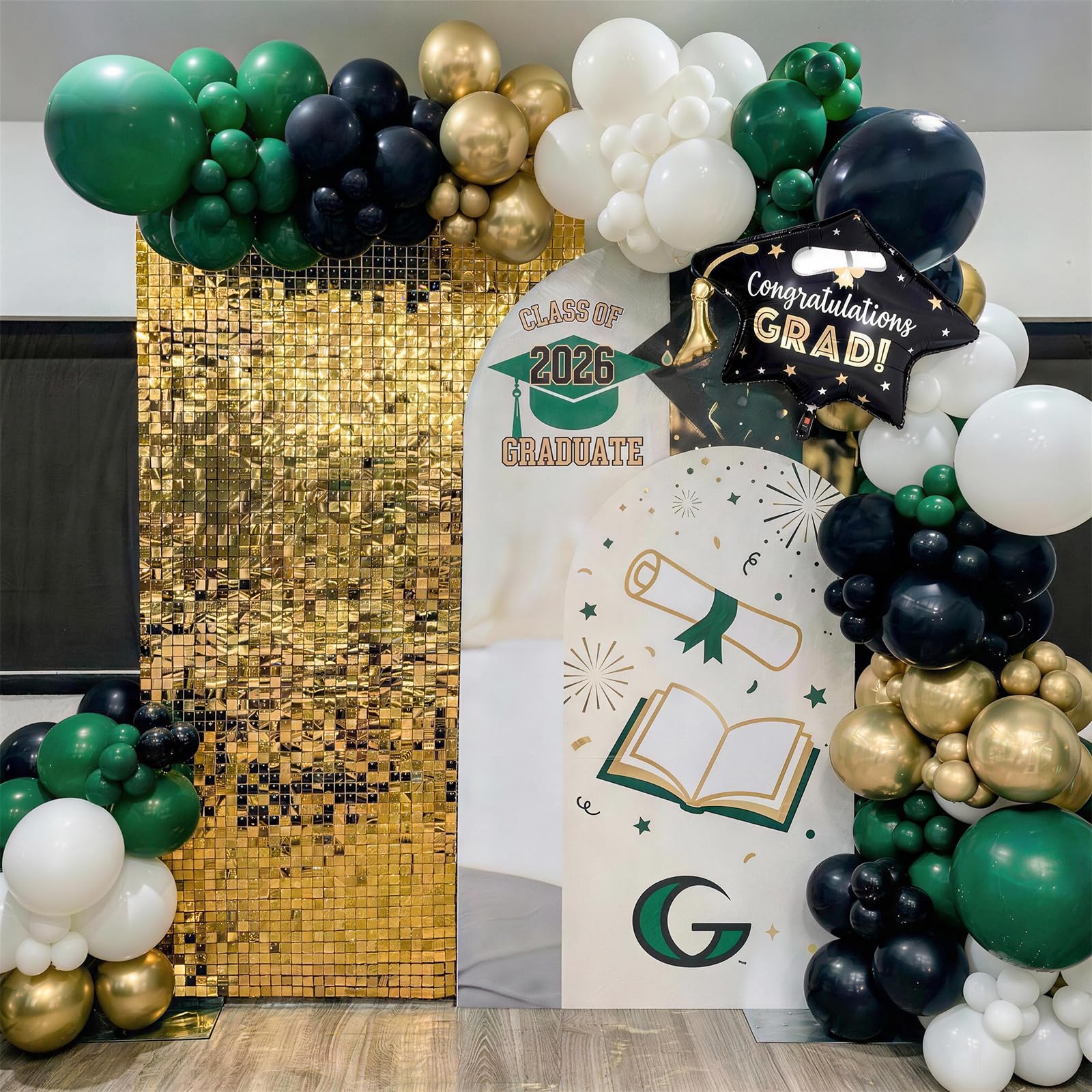 Black and Gold Balloons Graduation Balloon with Grad Foil Balloons Black White Sand Beige Gold Metallic Balloon for Grad Prom High School College Baby Shower Anniversary Birthday Party Decor
