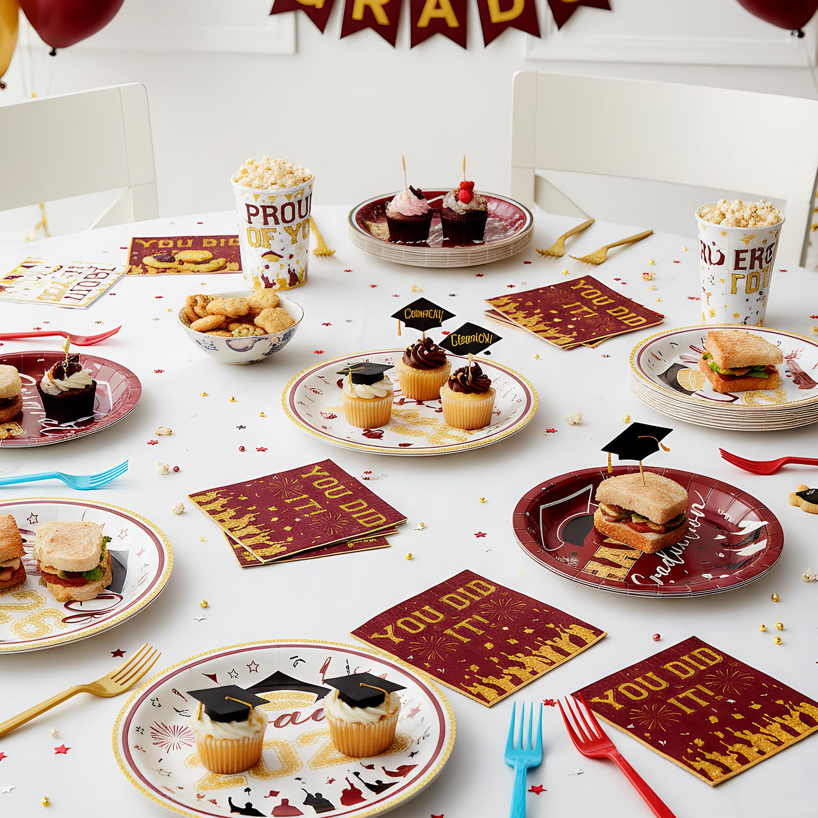 96Pcs Graduation Plates and Napkins 2026 Congrats Grad Party Decorations Grad Party Tableware Supplies Class of 2026 Disposable Dinnerware for Graduate Parties Decor Serve 24, Black and Gold